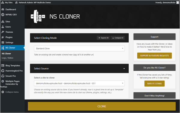NS Cloner สำหรับ WordPress Multisite