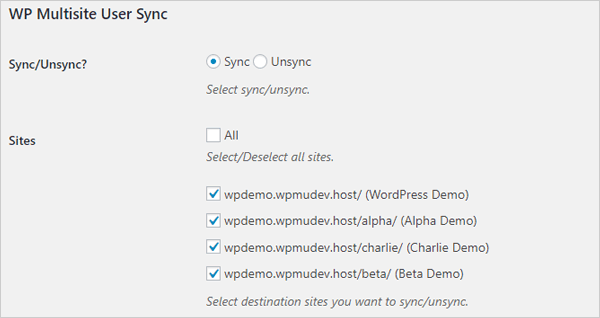 ปลั๊กอิน WordPress WP Multisite User Sync