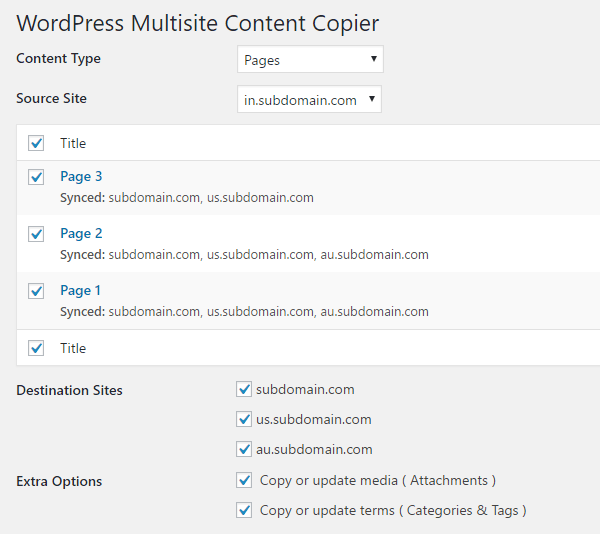 WordPress Multisite Content Copier