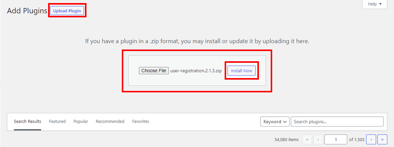 อัปโหลดปลั๊กอินการลงทะเบียนผู้ใช้ WordPress Extra Fields