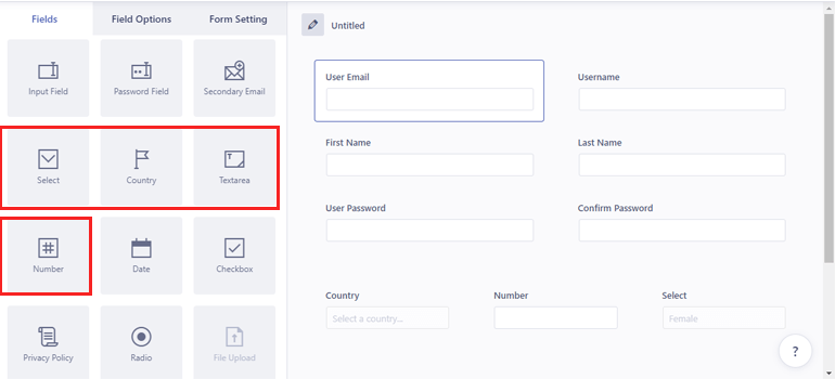 แบบฟอร์มลงทะเบียน WordPress ฟิลด์พิเศษ
