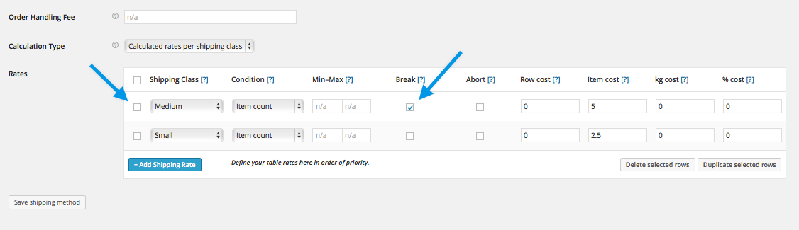 อัตราค่าจัดส่งตามตาราง - WooCommerce