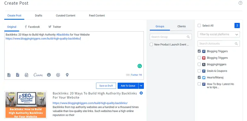 SocialPilot schedule