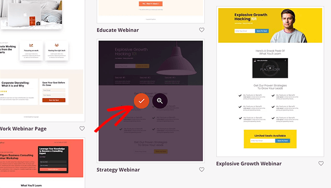 facebook-ads-landing-page-template - SeedProd choose a template for your facebook ads landing page