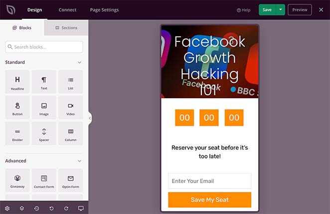 在移动设备上预览您的登陆页面 - SeedProd Preview your landing page for facebooks ads on mobile devices