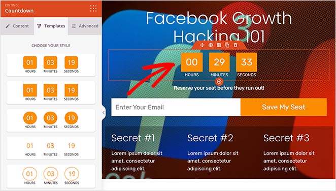 facebook-landing-page-countdown-timer - SeedProd ad a countdown timer to your facebook landing page