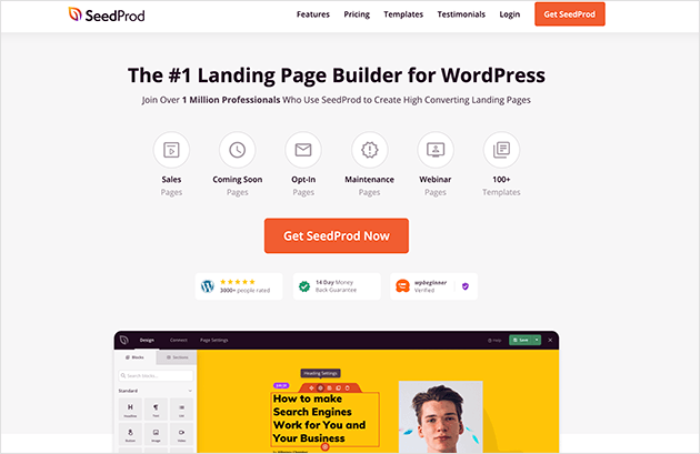 种子产品登陆页面构建器 - SeedProd SeedProd best WordPress Page Builder