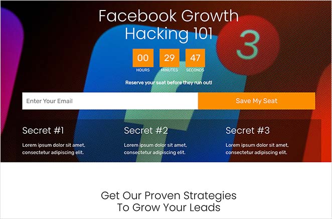 facebook-ads-landing-page-example - SeedProd Example of how to create a landing page for facebook ads