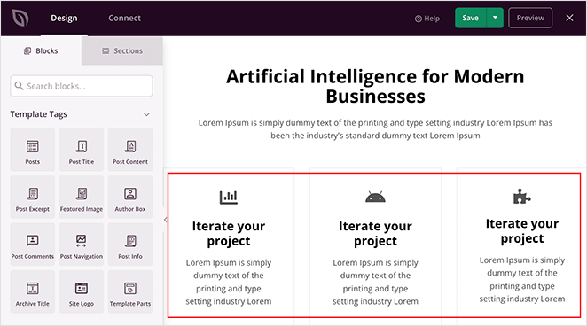 sezione-caratteristiche-home - SeedProd Add a features section to your homepage