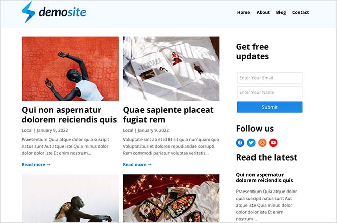 tema-blog-WordPress personalizzato - SeedProd Custom WordPress theme blog page and sidebar