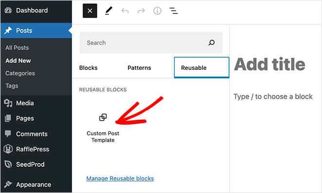 post-modello riutilizzabile - SeedProd Reusable custom post template block