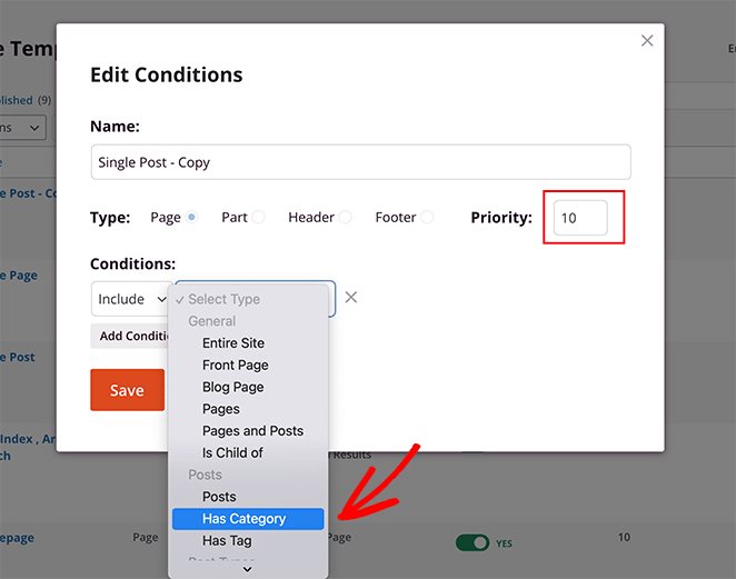 condizioni di modifica - SeedProd Edit conditions for single post template WordPress