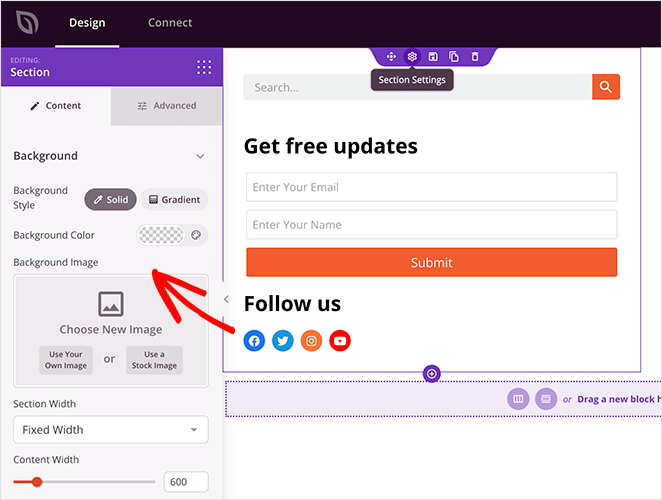 قسم إعدادات - SeedProd customize sidebar background color