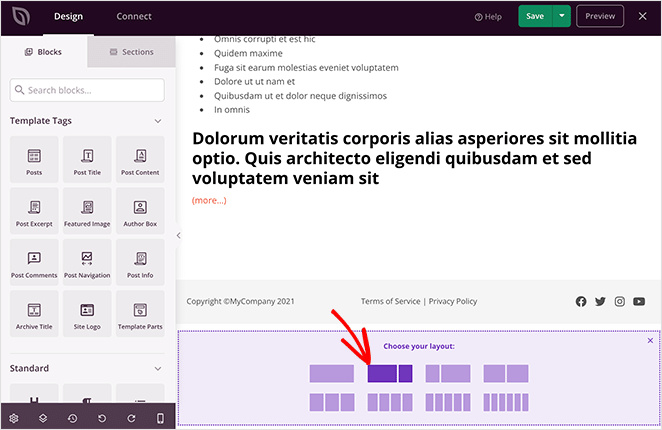 إضافة تخطيط جديد - SeedProd Add a 2 column section to your single page