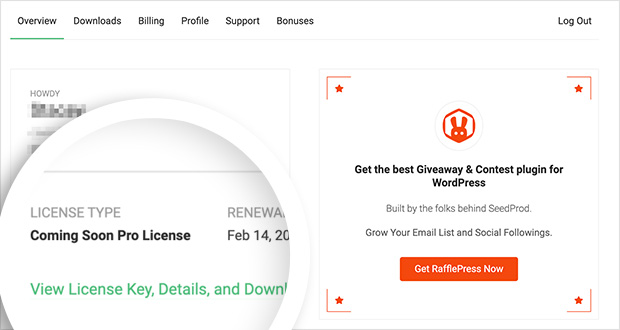 seedprod-chiave-licenza - SeedProd copy your seedprod license key