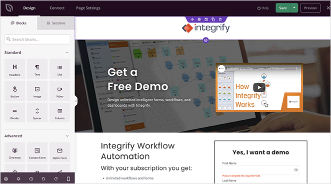 pagina-di-destinazione-generatrice-piombo-seedprod - SeedProd Integrify lead generation landing page made with seedprod