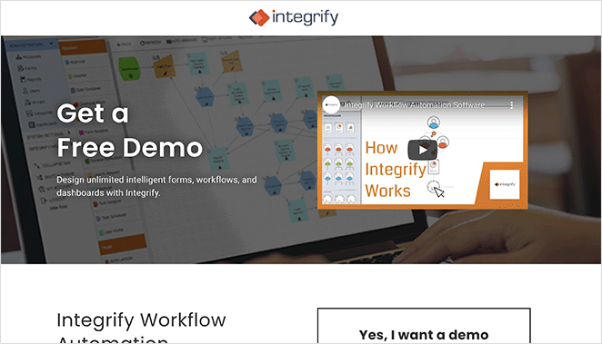integrify-lead-generation-landing-page-example - SeedProd Integrify lead generation landing page example