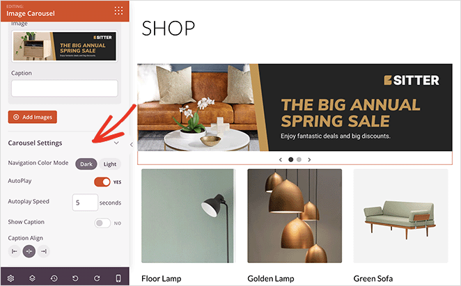 image-carousel-block-settings - SeedProd Image carousel block settings seedprod