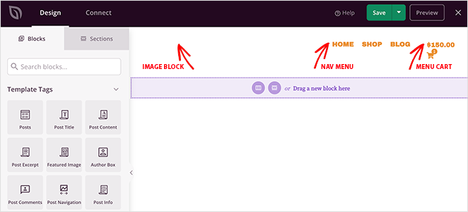 woocommerce 메뉴 블록 - SeedProd WooCommerce header blocks