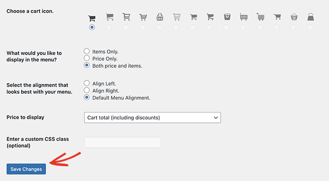 저장 플러그인 설정 - SeedProd Save WP Menu cart plugin settings
