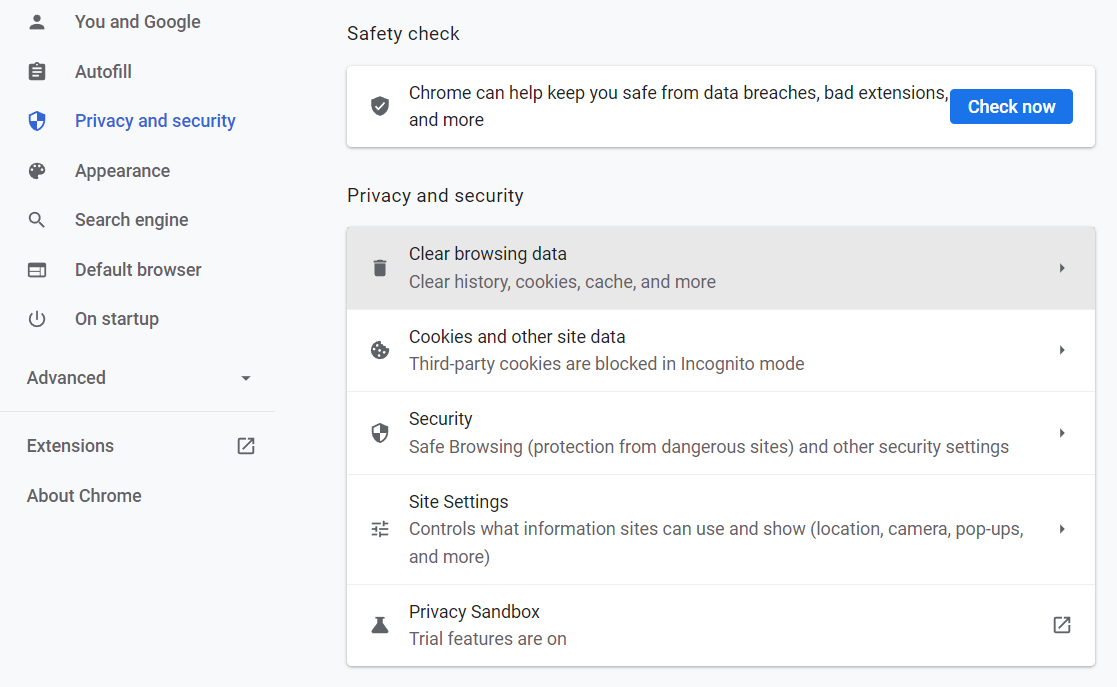 Czyszczenie pamięci podręcznej przeglądarki w Chrome