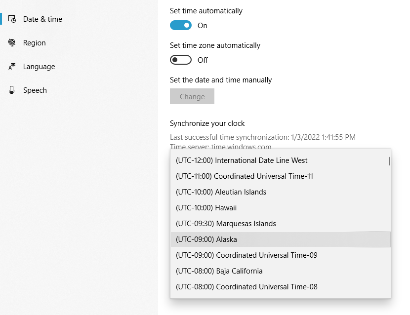 ustawianie daty i godziny na komputerze z systemem Windows