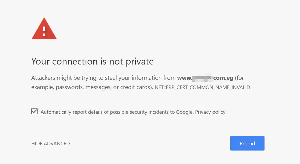 błąd „Twoje połączenie nie jest prywatne w Google Chrome”