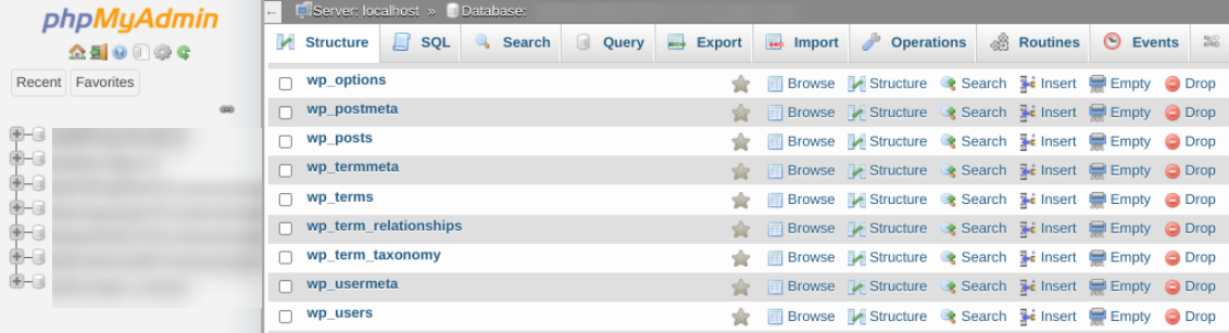 vizualizarea tabelelor dintr-o bază de date WordPress