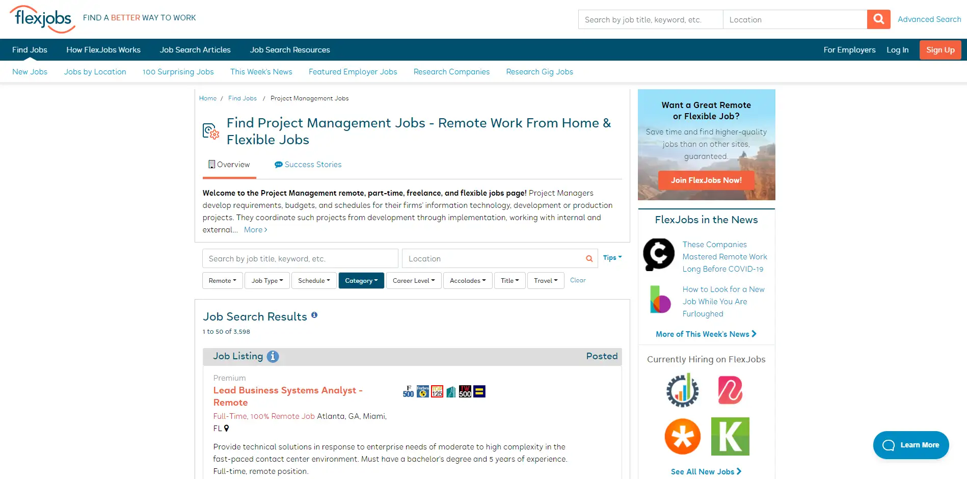 flexjobs - manajer proyek lepas