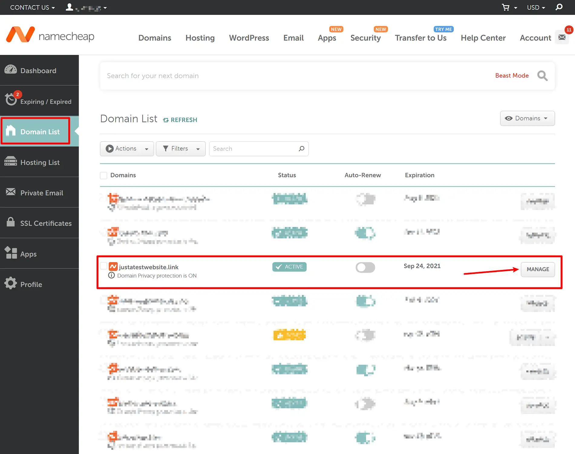 Come gestire i nameserver: Namecheap