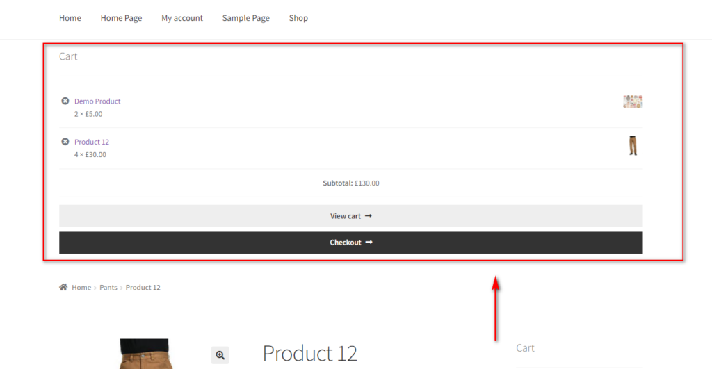 crea mini carrello woocommerce - carrello intestazione