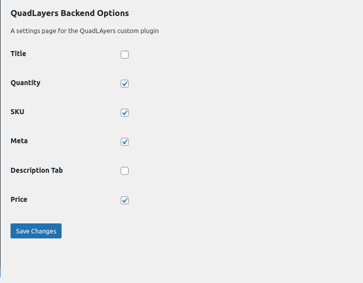 plug-in wordpress di back-end personalizzato