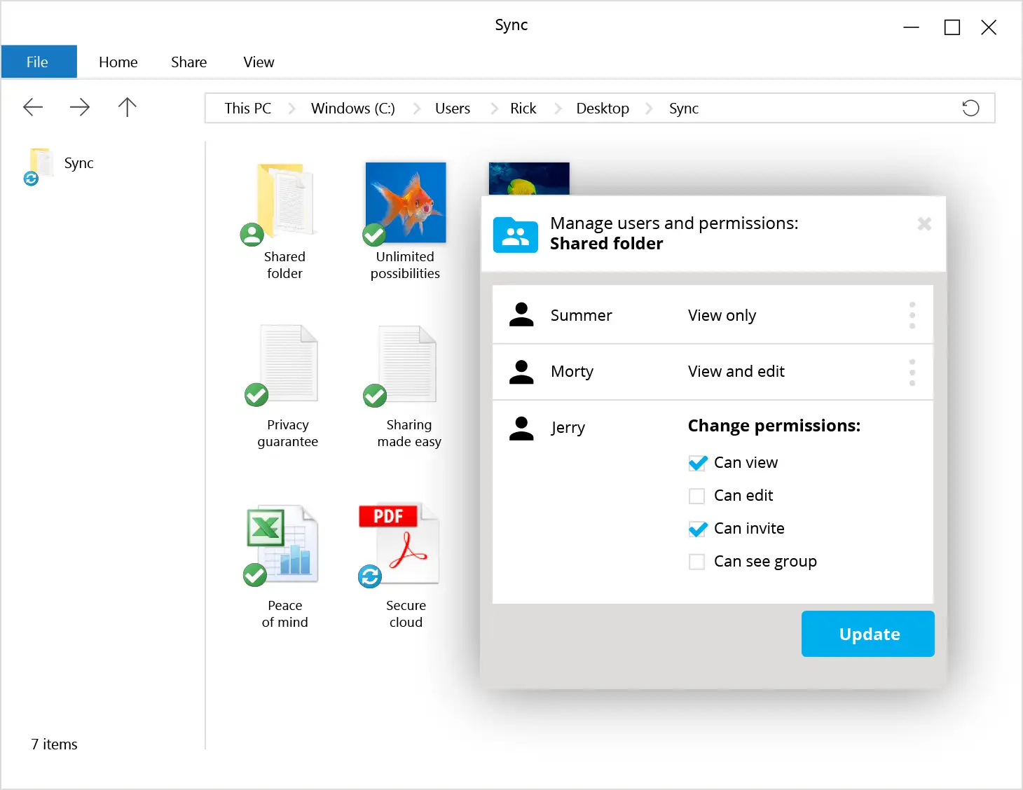 Sync.com 雲存儲界面。