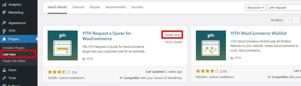 ติดตั้งปลั๊กอิน เพิ่ม woocommerce ขอปุ่มใบเสนอราคา