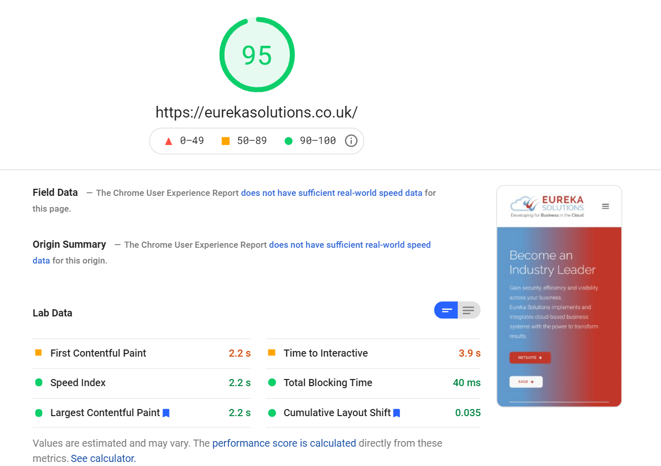 WP Rocket 3.9 설치 후 모바일의 PageSpeed ​​점수