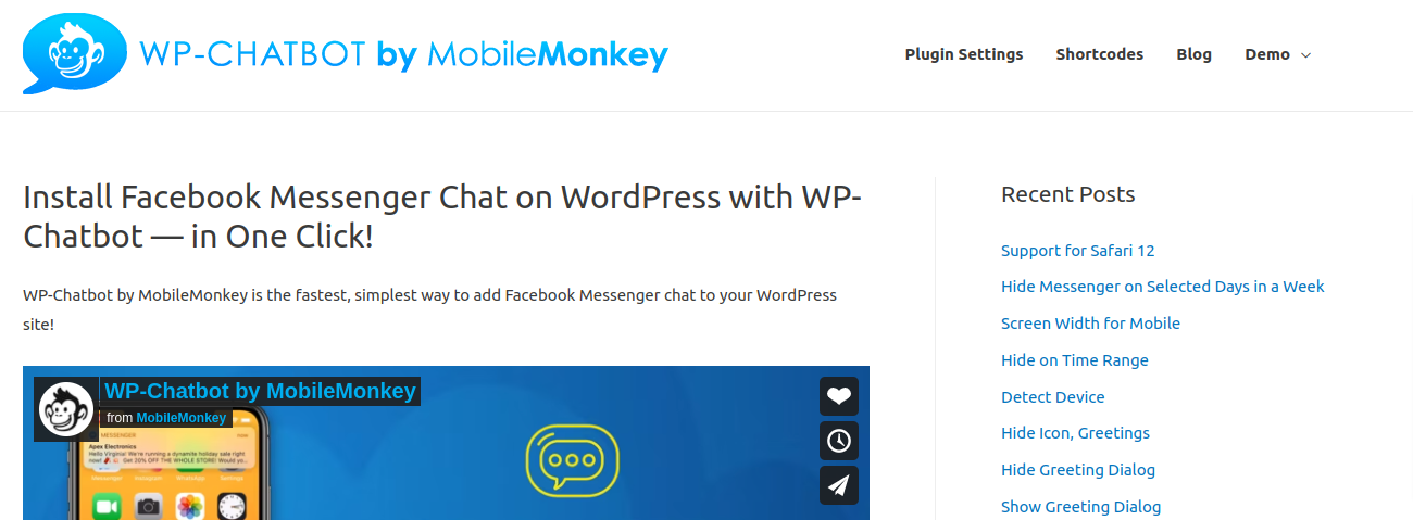 MobileMonkey 的 WP 聊天機器人