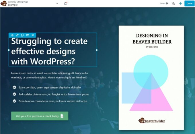 Interface do Beaver Builder