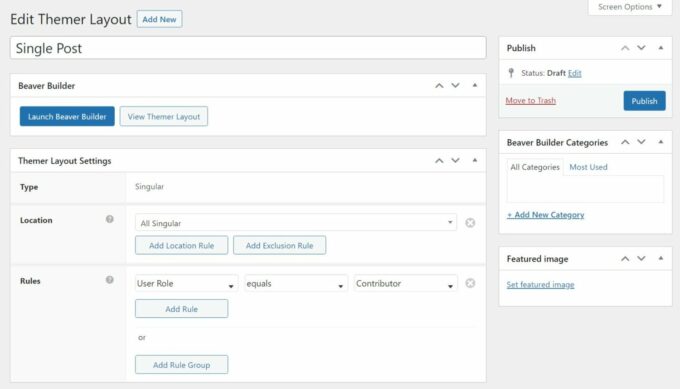 Configurações de layout do tema
