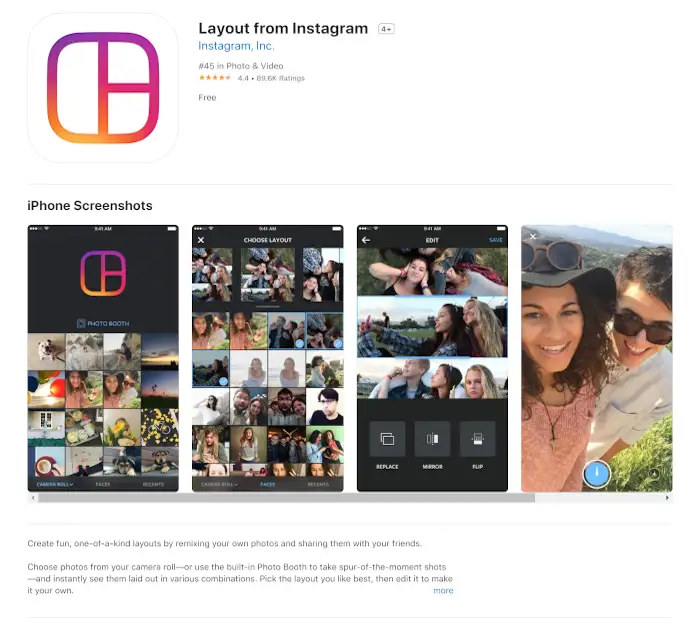 Beste Collage-App: Layout von Instagram