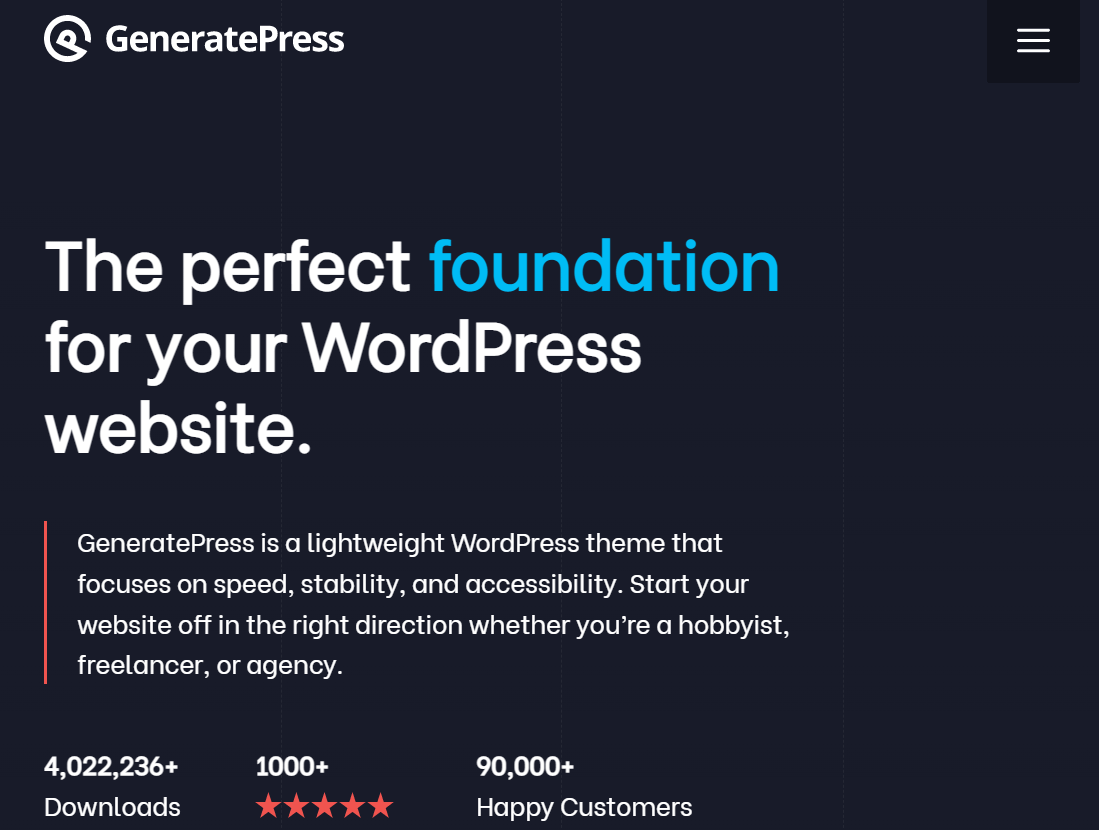 Los 10 mejores temas de WordPress para sitios web personales (temas gratuitos) 5 GeneratePress WordPress Theme