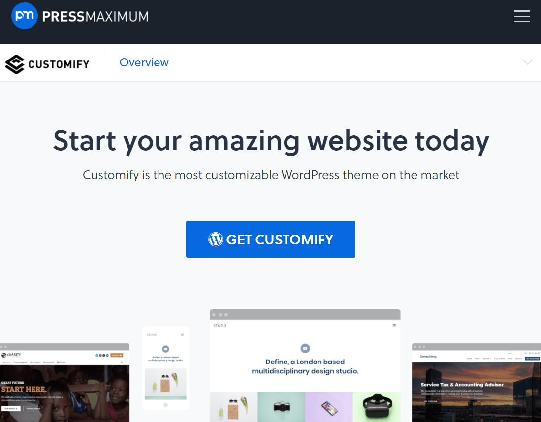 Los 10 mejores temas de WordPress para sitios web personales (temas gratuitos) 8 Customify WordPress Theme