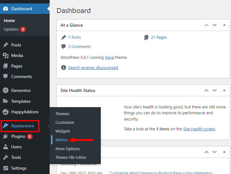 Come creare un menu in WordPress (3 metodi facili) 7 Go to Appearance Menu