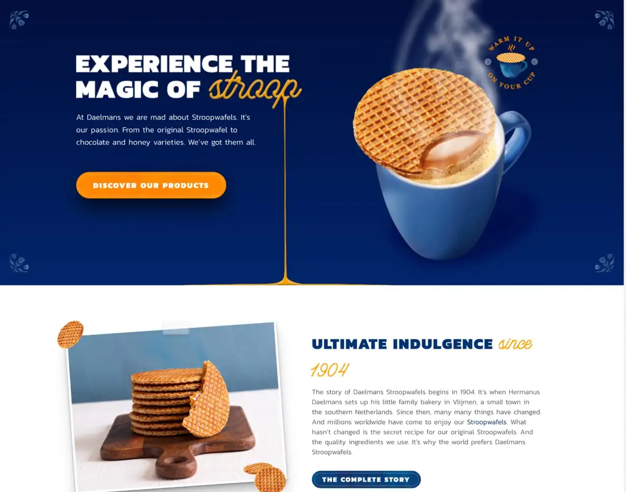 Sito Web Stroopwaffels con caratteri personalizzati