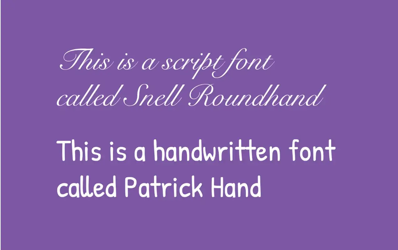 font di script vs. font scritto a mano