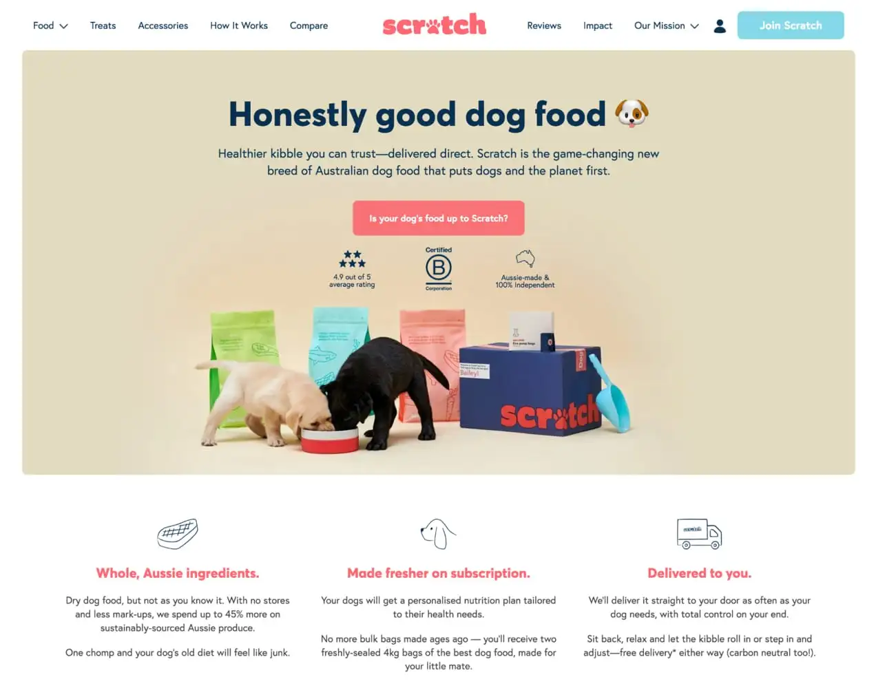 Utilizzo del carattere di Scratch Pet Foods