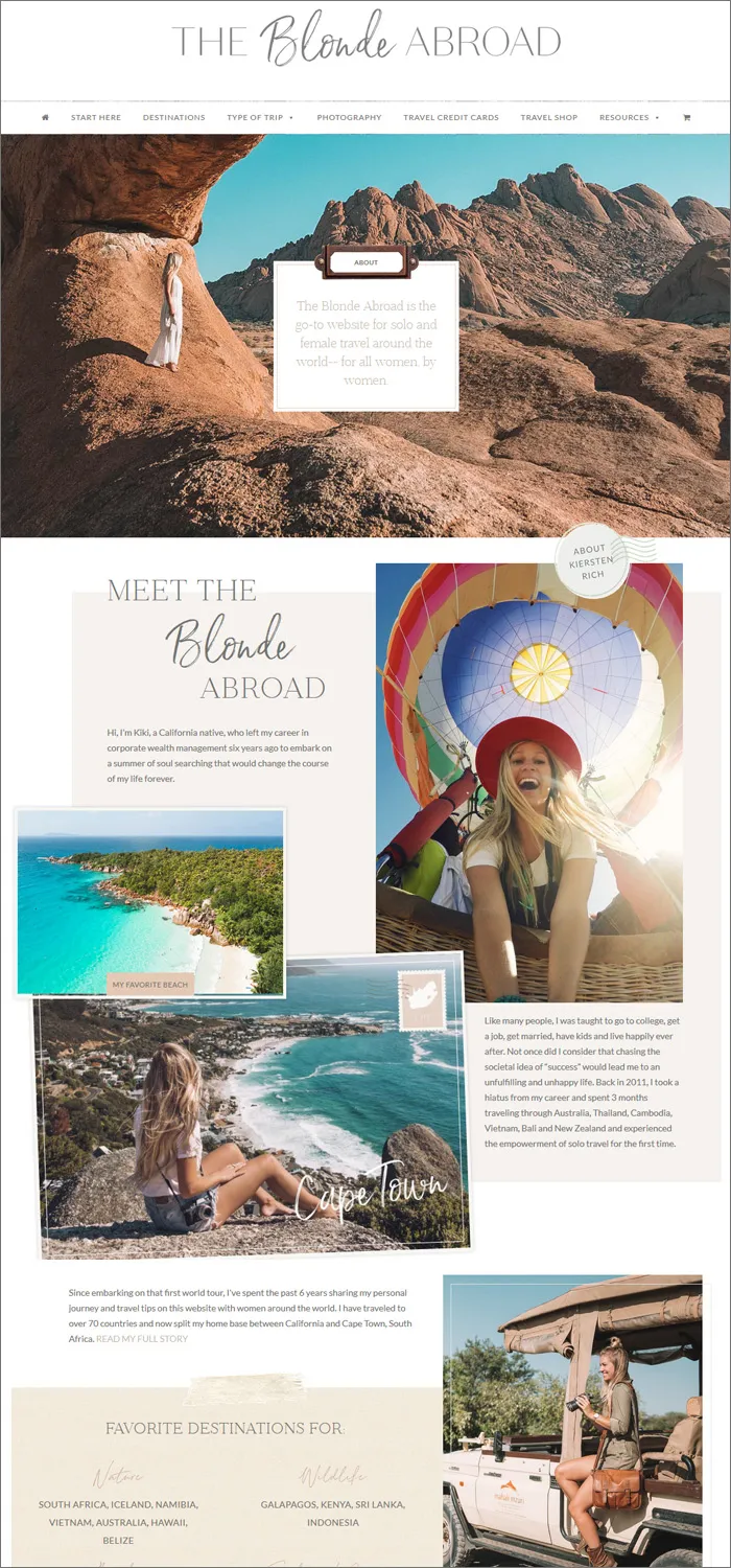 Captura de pantalla del sitio The Blonde Abroad.com