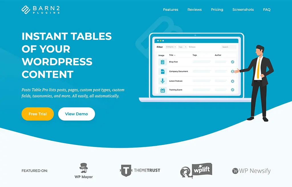 برنامج Post Table Pro WordPress Table Plugin