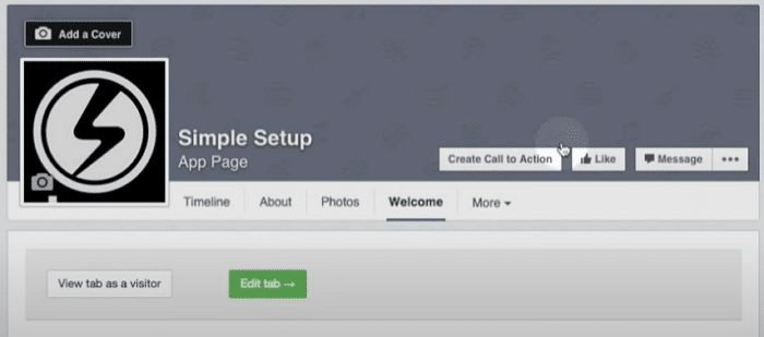 Edit tab dengan pengaturan sederhana untuk mengirim formulir ke Facebook.