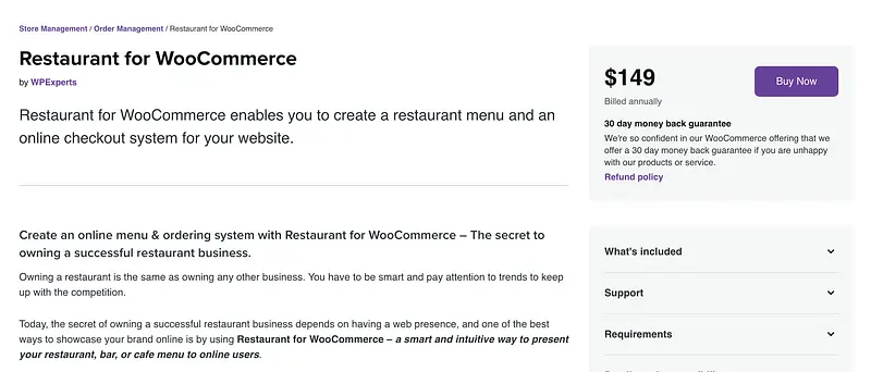 Restaurant pour WooCommerce