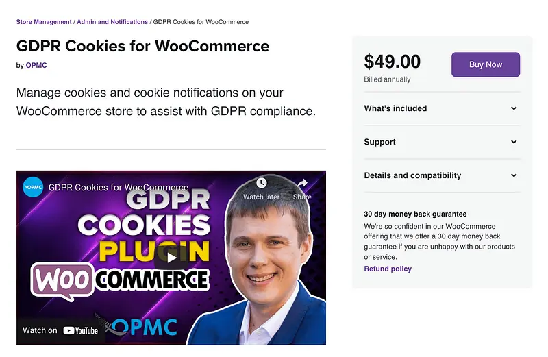 WooCommerceプラグインのGDPRCookie